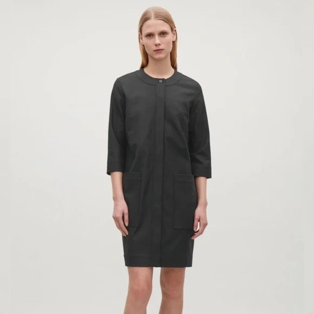 COS Women's EU36 US4/6 Black Wool Cashmere Blend Cocoon‎ Minimalist Dress